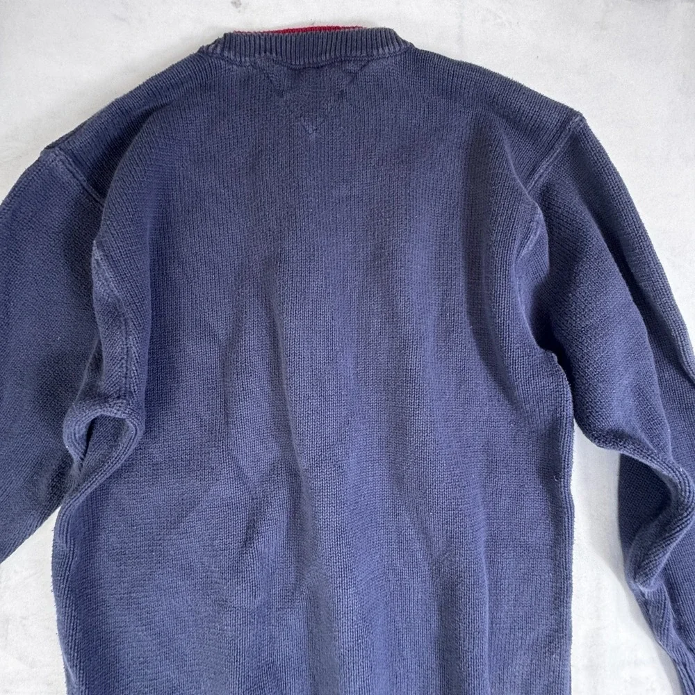 Tommy Hilfiger Sweater Men's XL Navy Chunky Knit Long Sleeve Crew Neck Pullover